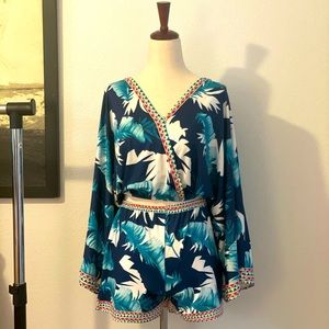 2 Piece Outfits Floral Print Casual Short Loose Beach Outfit Set